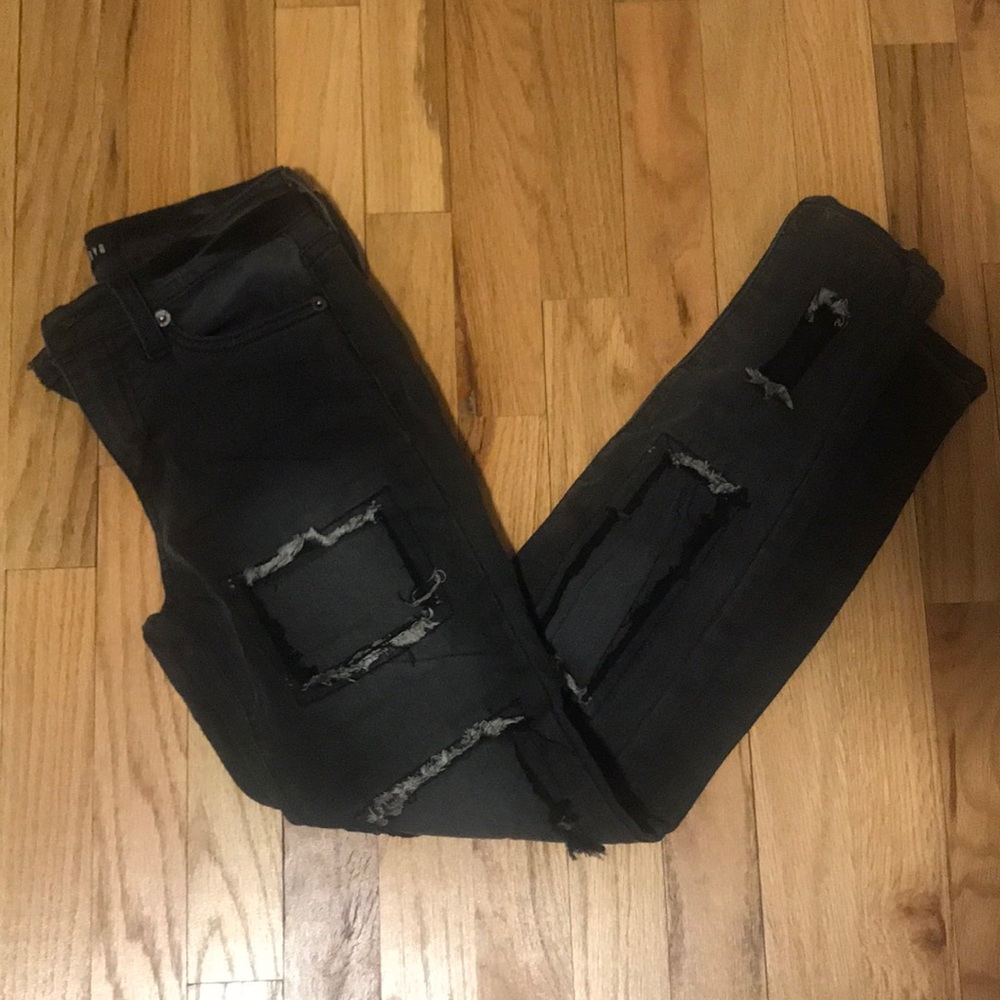 Black/Grey Patched Denim with minimal rips